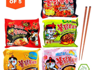 Samyang Hot Chicken Ramen Noodles Bundle Offer Hot deal Includes 1 Red (2x Spicy), 1 Black (Original), 1 Pink (Carbo),